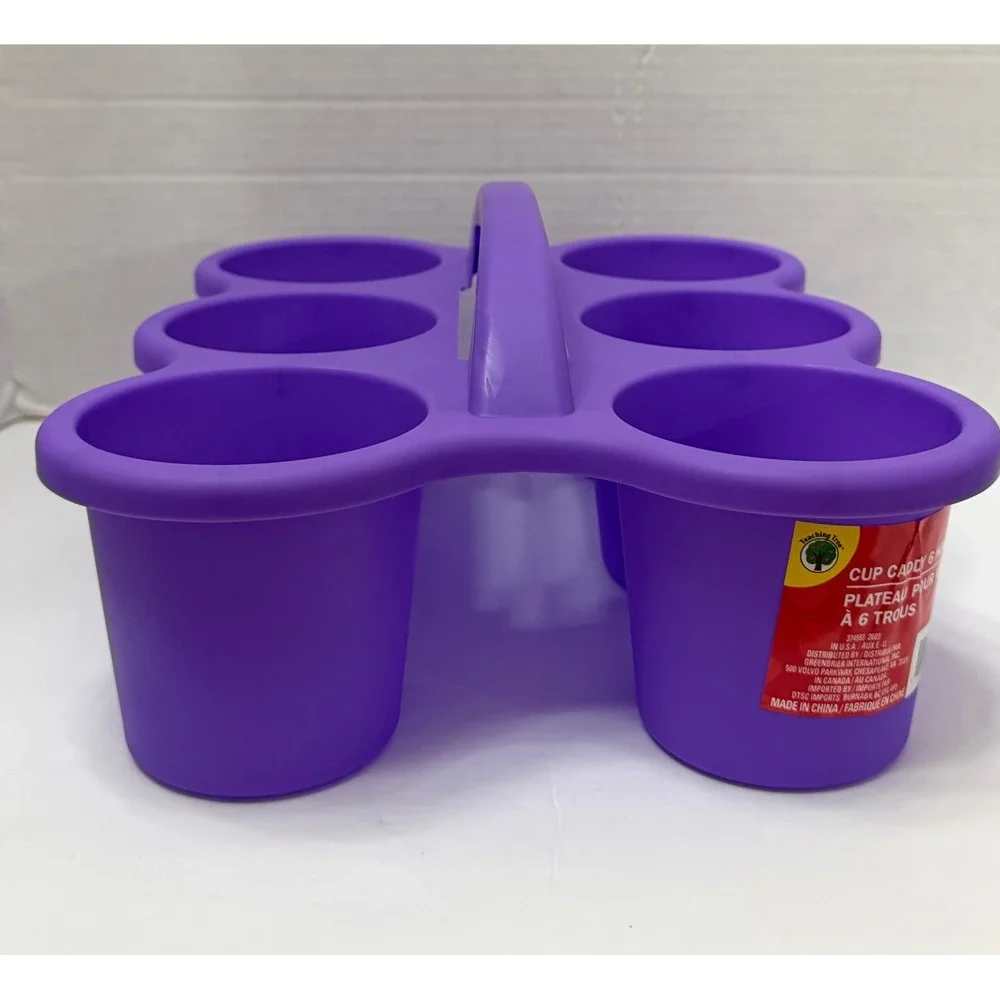 Teaching Tree Purple Plastic Cup Caddy 6 Holes Classroom Art Supply Organizer